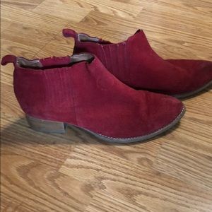 Jeffrey Campbell red suede ankle booties size 10